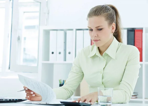 Accountant sitting at a table